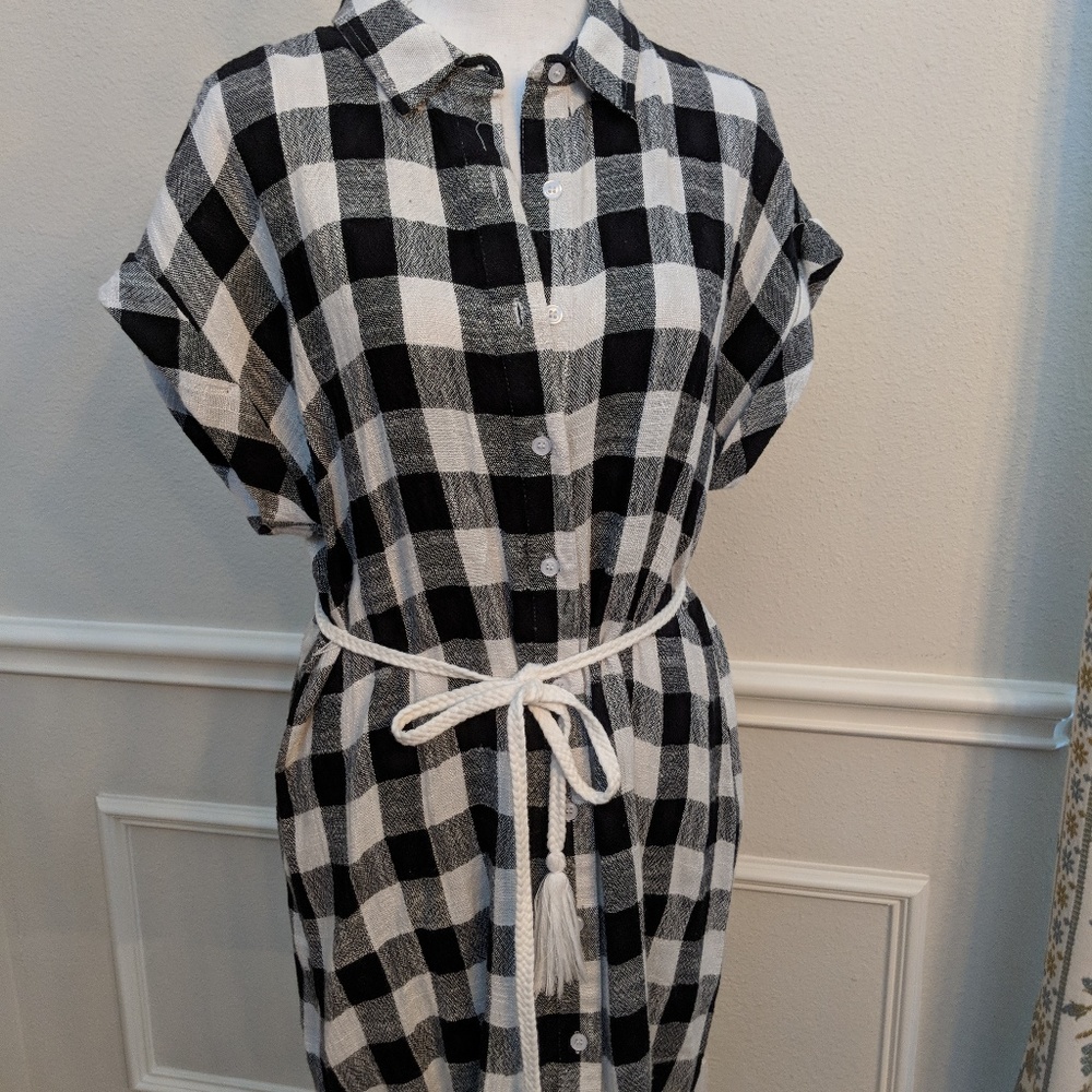 En Creme Dress Buffalo Check Gingham Button - Picture 1 of 7